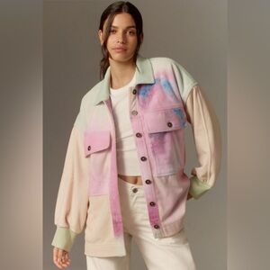 ✨ Anthropologie Cotton Microfleece Button-Front Jacket Sz L